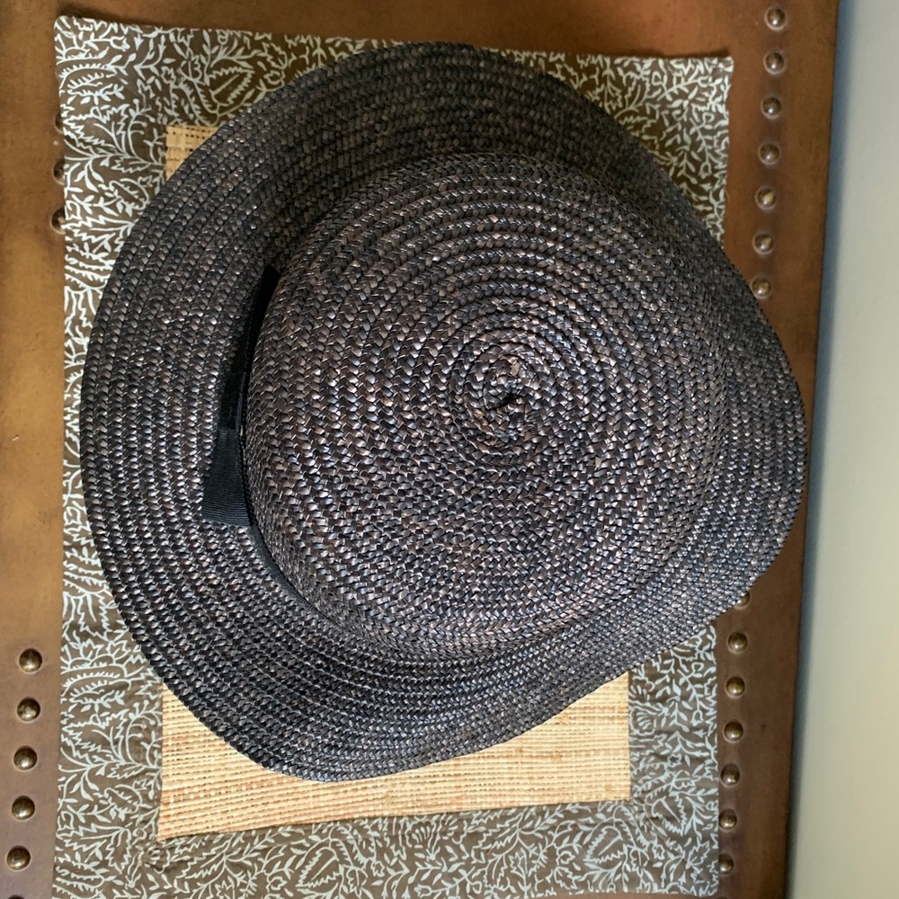 Vintage AnnTaylor women’s woven black ribboned hat - Picture 3 of 8